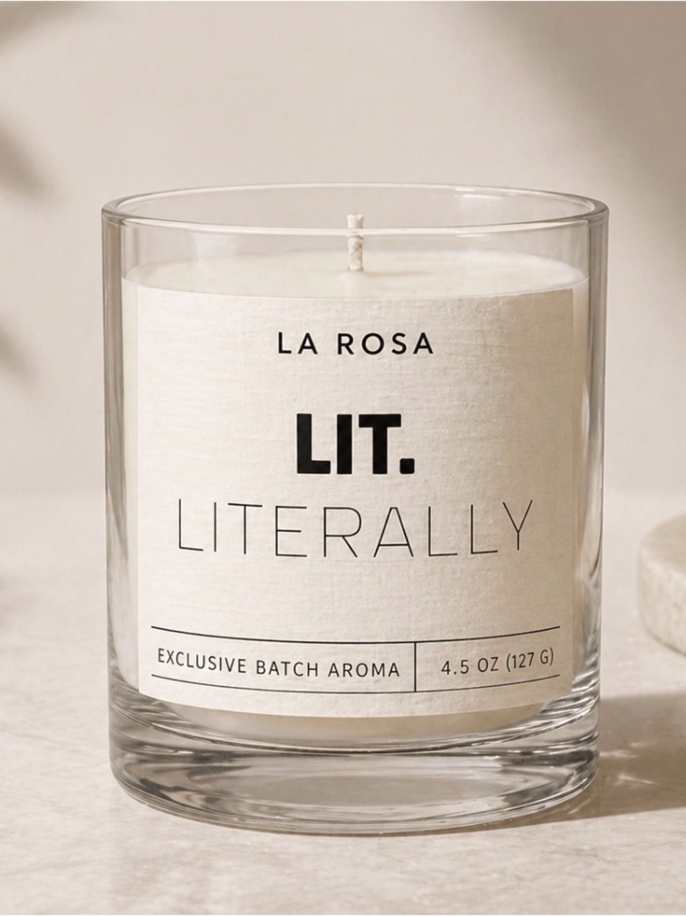 LA ROSA “LIT. Literally” Scented Candle Very Vanilla 4.5 oz